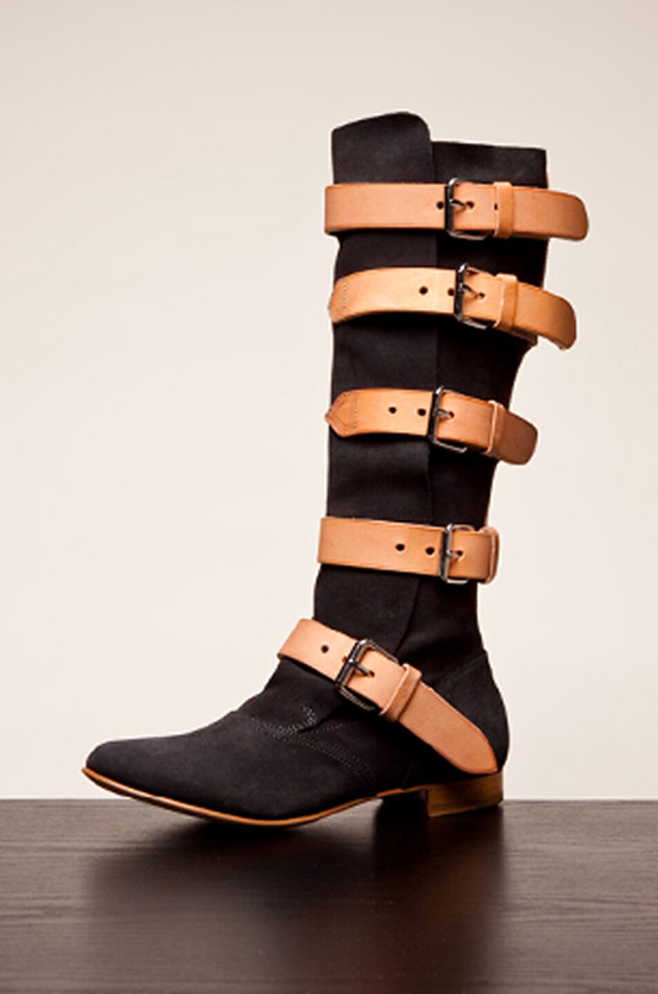 Image 1 of Vivienne Westwood Red Label Pirate Boot in Charcoal Suede & Camel