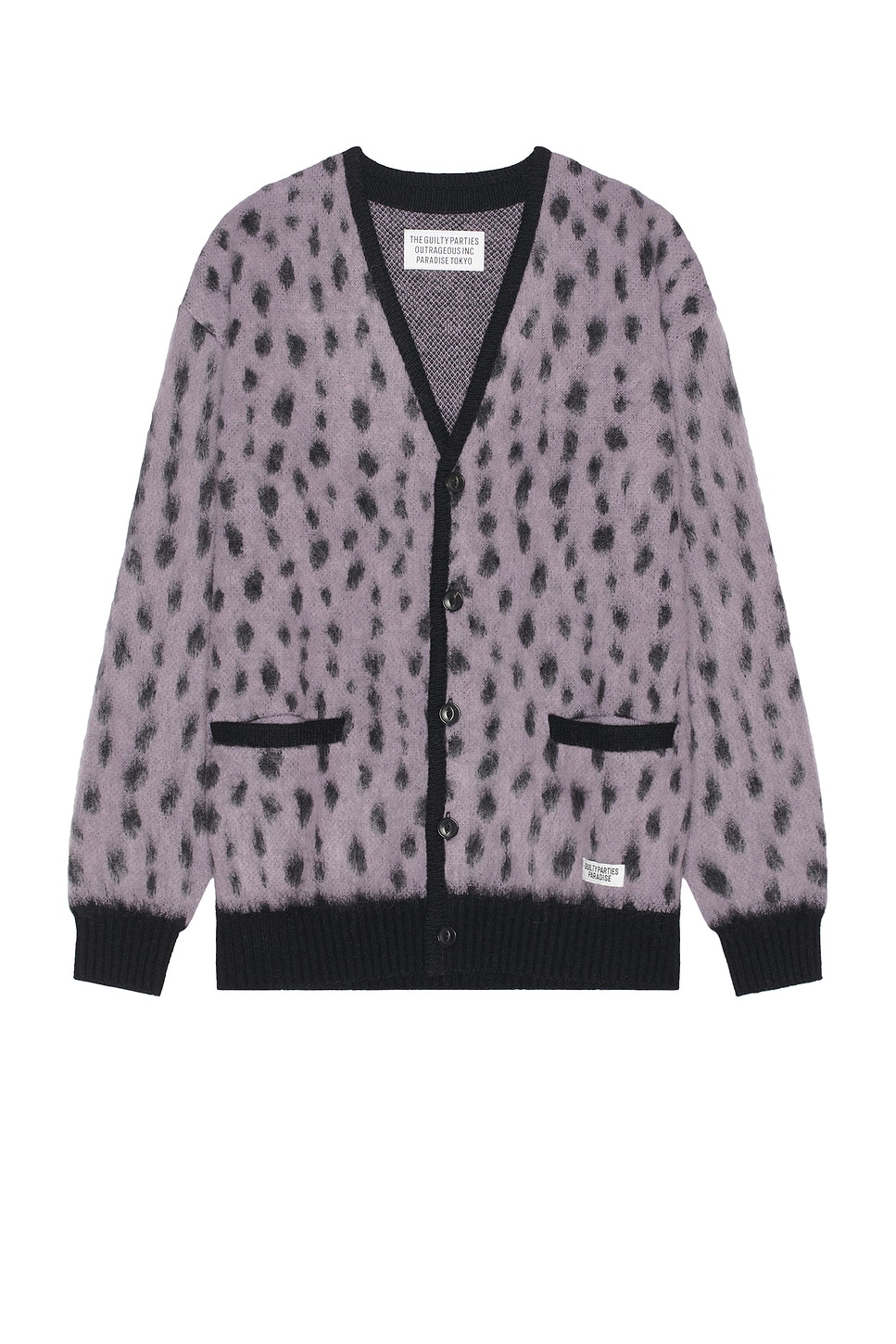 Image 1 of WACKO MARIA Leopard Mohair Cardigan in Purple