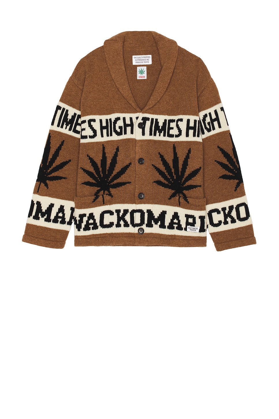 Image 1 of WACKO MARIA Hightimes Cowichan Sweater in Brown