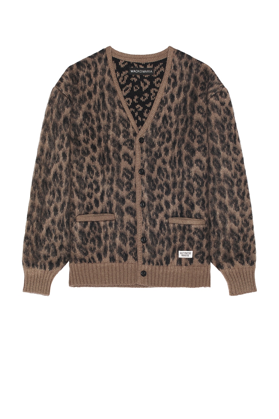 Leopard Heavy Mohair Cardigan in Brown