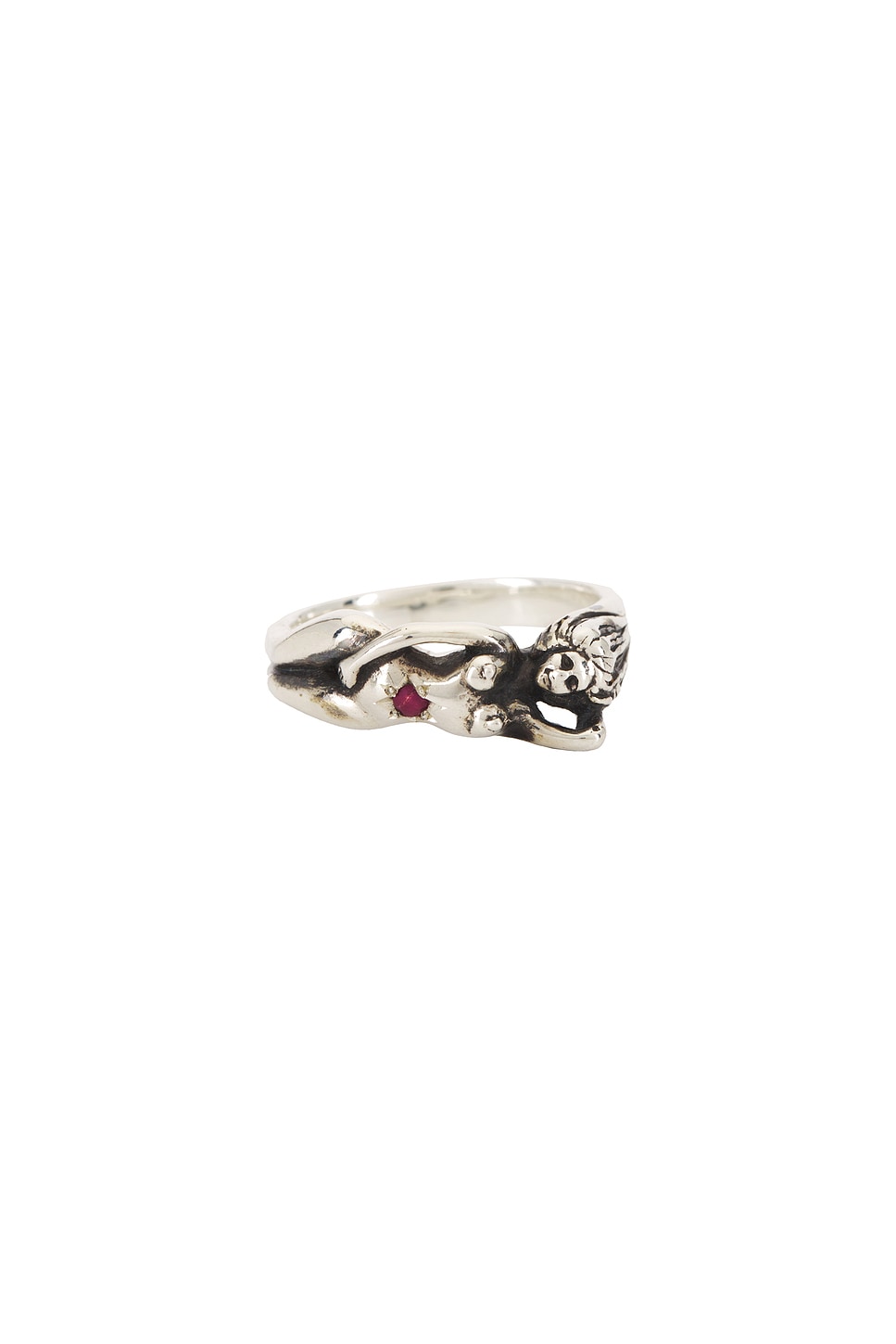 Nude Ring Jewel Ruby in Metallic Silver