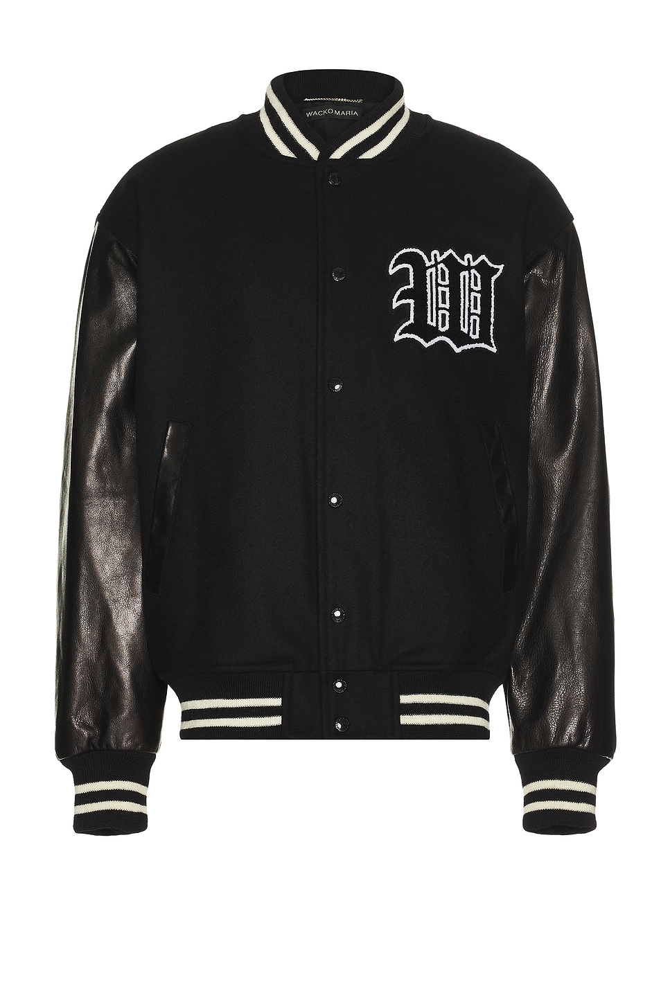 Image 1 of WACKO MARIA Leather Varsity Jacket -B- Type-2 in Black