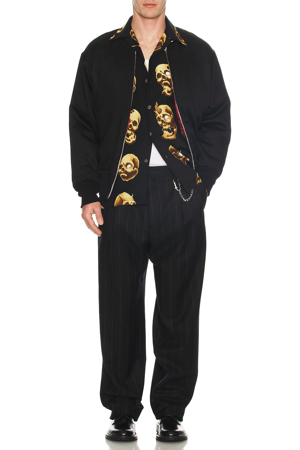 Image 1 of WACKO MARIA Double Pleated Trousers in Black