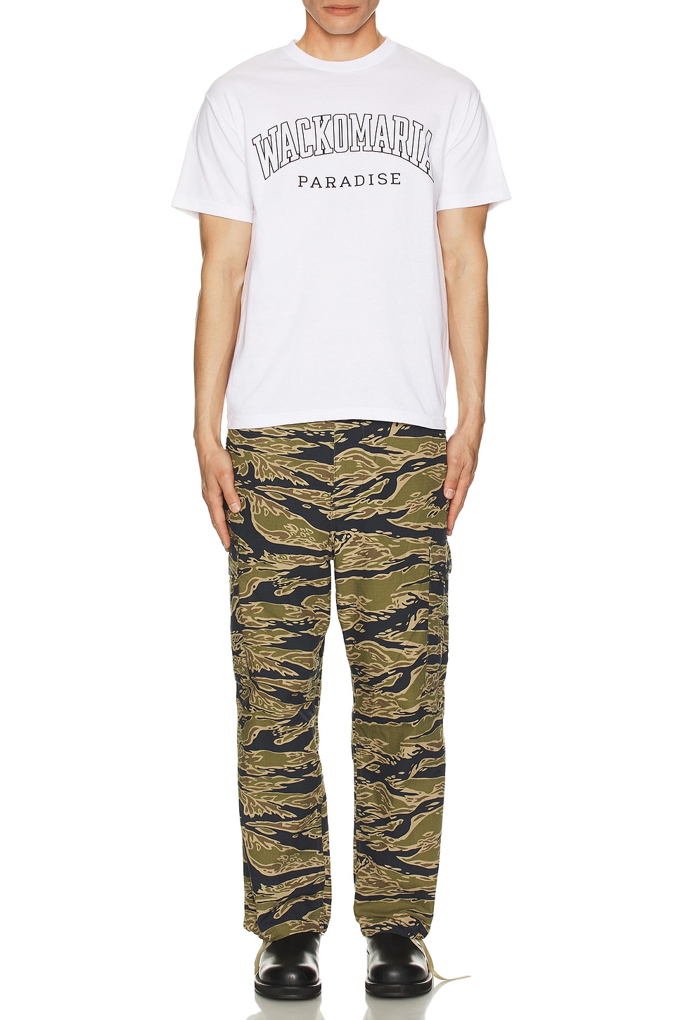 Image 1 of WACKO MARIA Tigercamo 6 Pocket Trousers in Olive