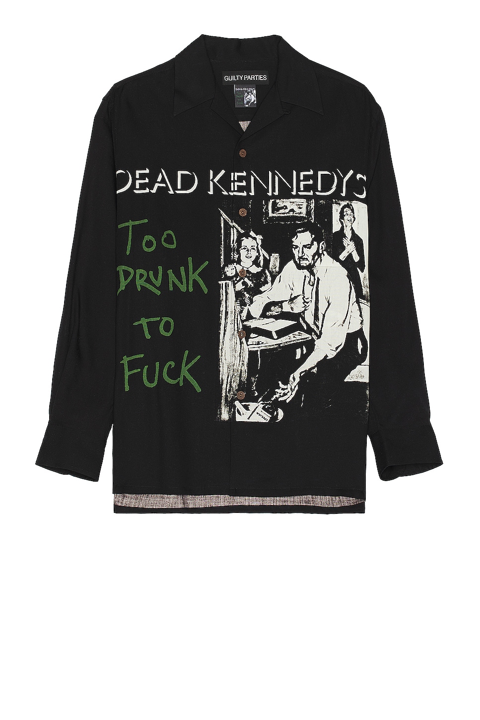 Image 1 of WACKO MARIA Dead Kennedys Hawaiian Long Sleeve Shirt in Black