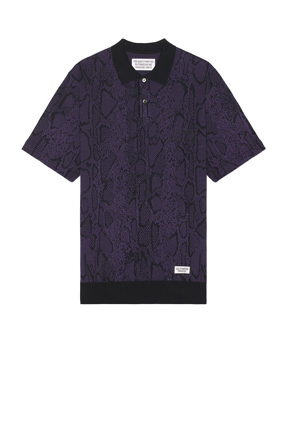 Image 1 of WACKO MARIA Python Knit Polo Shirt in Purple