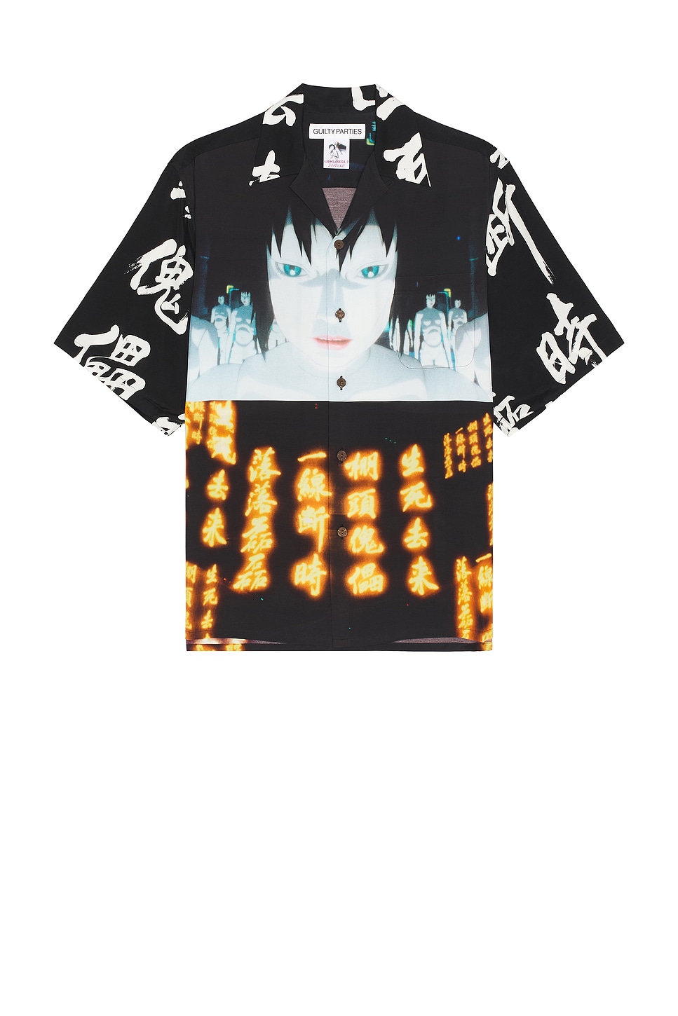 x Ghost in The Shell Innocence Hawaiian Shirt Type-2 in Black