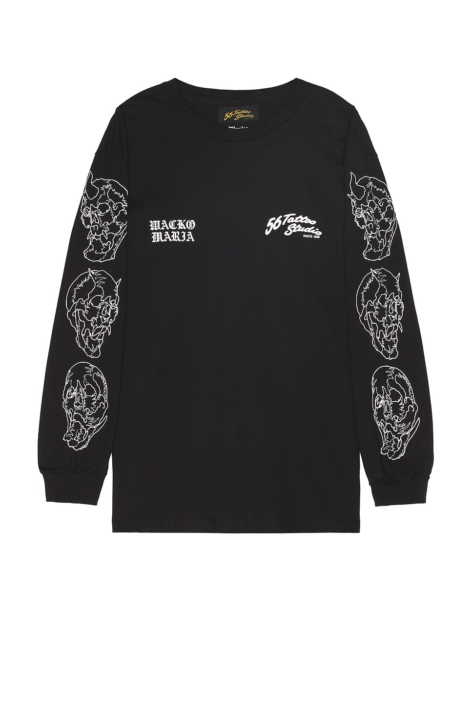 Image 1 of WACKO MARIA 56 Tattoo Studio Crew Neck Long Sleeve T-Shirt in Black