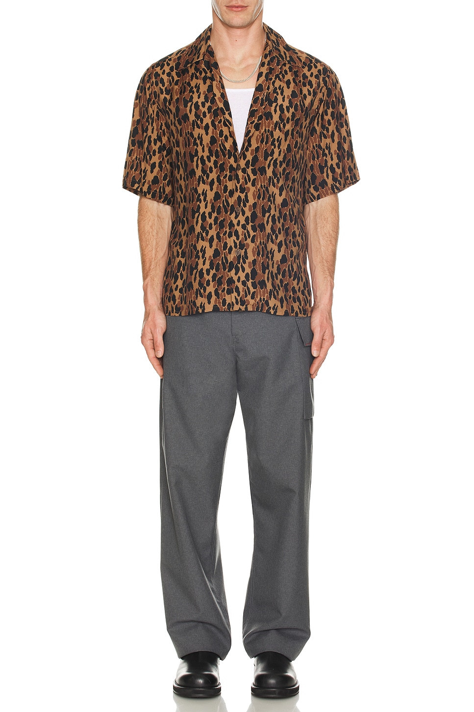 Image 1 of WACKO MARIA Leopard Hawaiian Short Sleeve Shirt in Brown