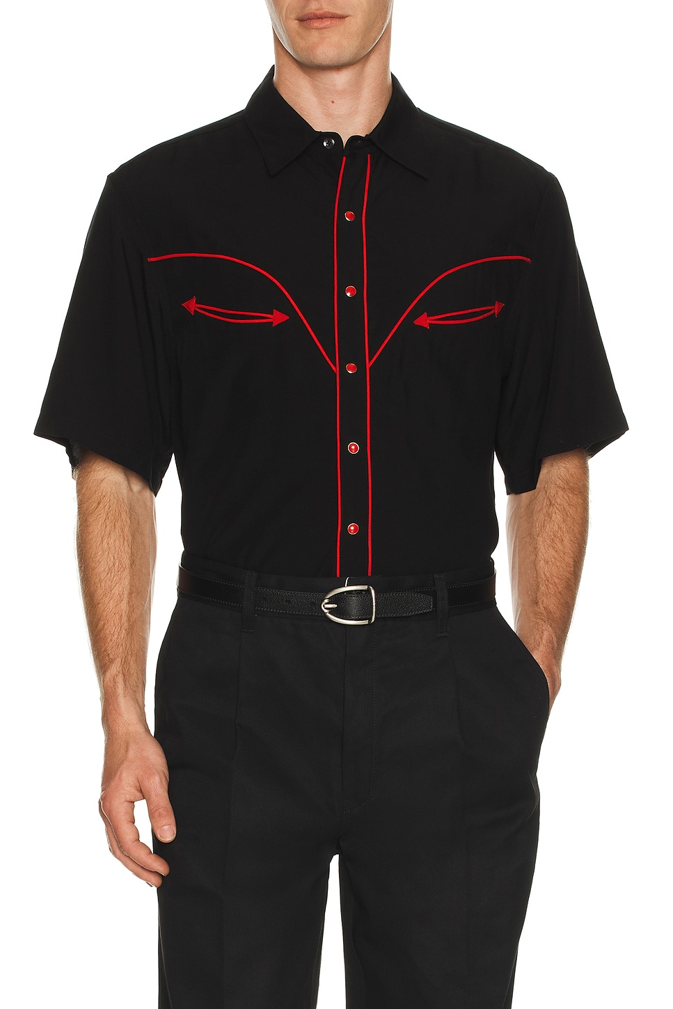 Image 1 of WACKO MARIA Western Shirt in Black & Red
