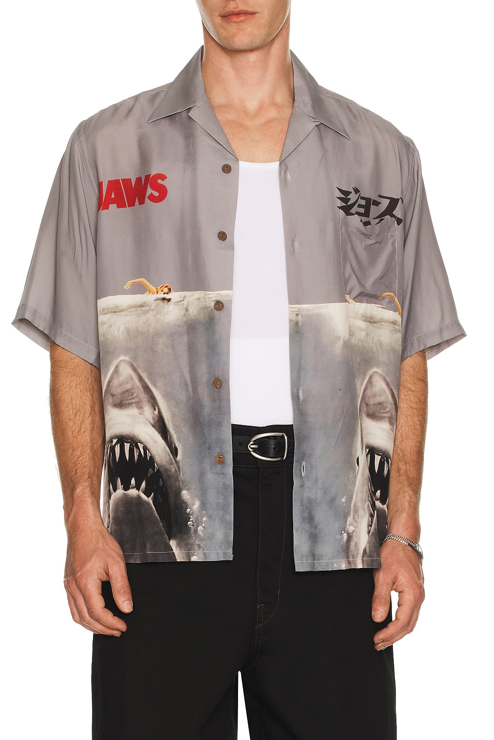 Image 1 of WACKO MARIA x Jaws Hawaiian Shirt in Gray