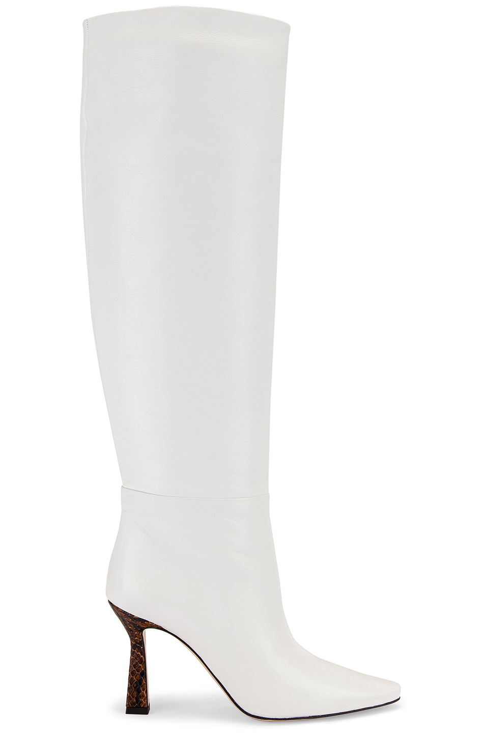 Image 1 of Wandler Lina Long Boots in White & Python Tan