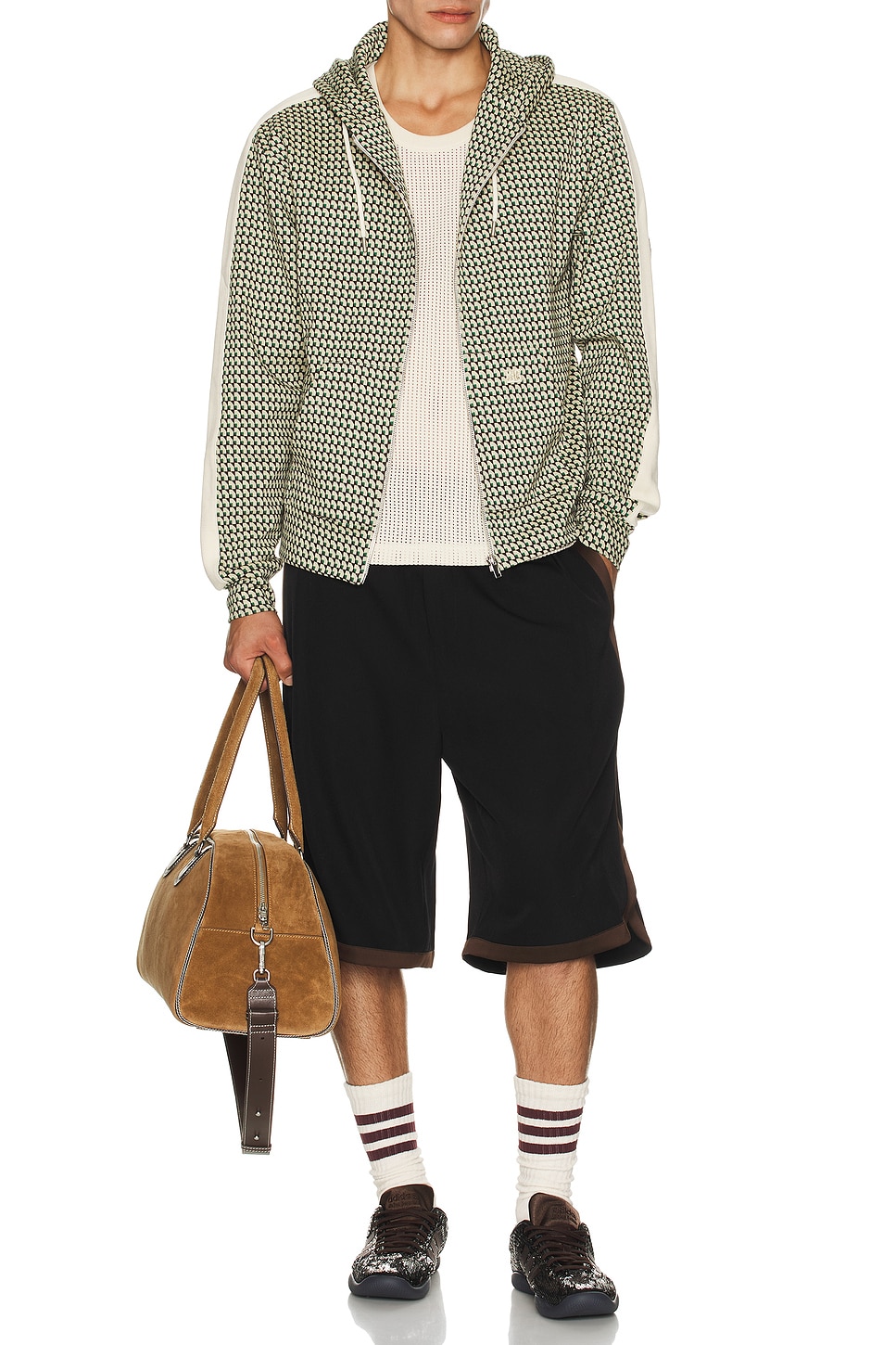 Image 1 of Wales Bonner Power Hoodie in Beige, Dark Green, & Brown