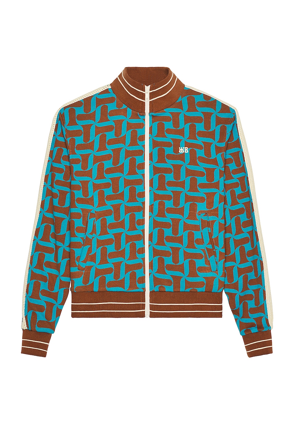 Image 1 of Wales Bonner Symphony Track Top in Algiers Blue & Brown
