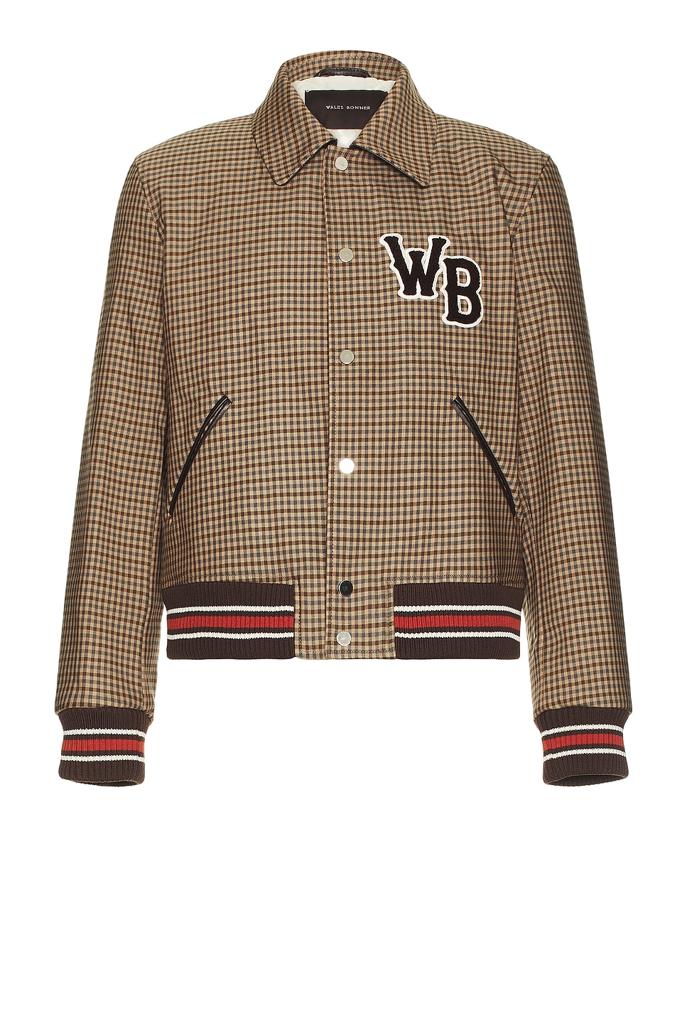 Image 1 of Wales Bonner Homecoming Varsity Jacket in Beige & Brown