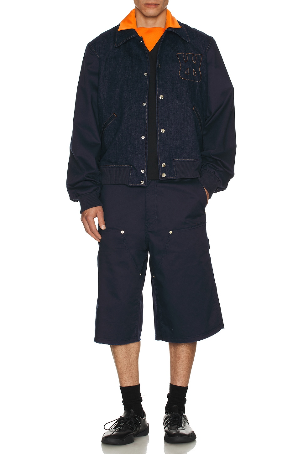 Image 1 of Wales Bonner Echo Denim Varsity Jacket in Indigo