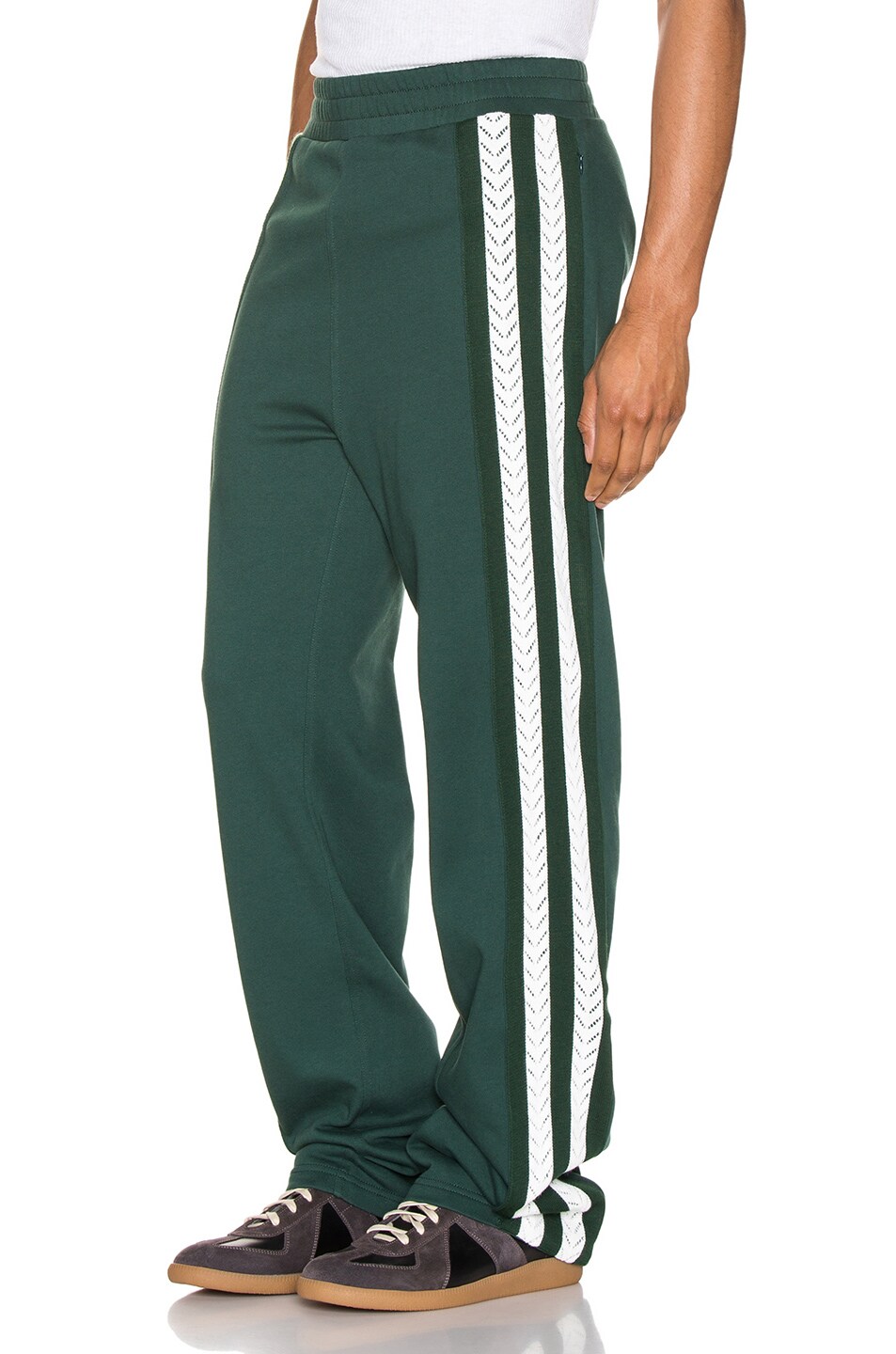Image 1 of Wales Bonner Palms Stripe Trackpants in Forest Green