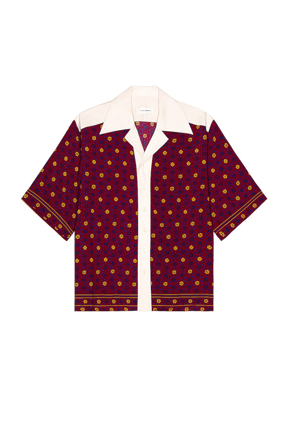 Image 1 of Wales Bonner Madras Bowling Shirt in Bordeaux & Violet