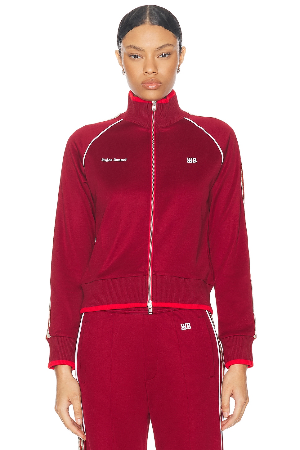 Shop Wales Bonner Shine Track Jacket In Burgundy