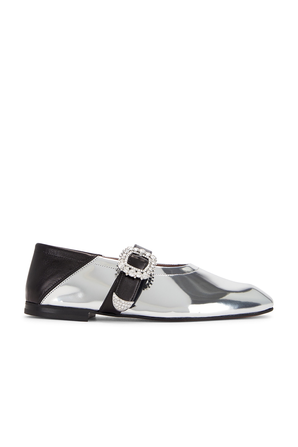 Shop Wales Bonner Buckle Ballerina Flat In Silver