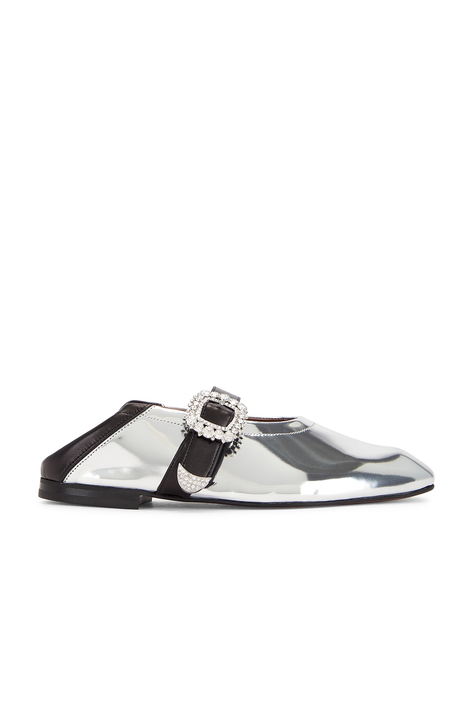 Shop Wales Bonner Buckle Ballerina Flat In Silver