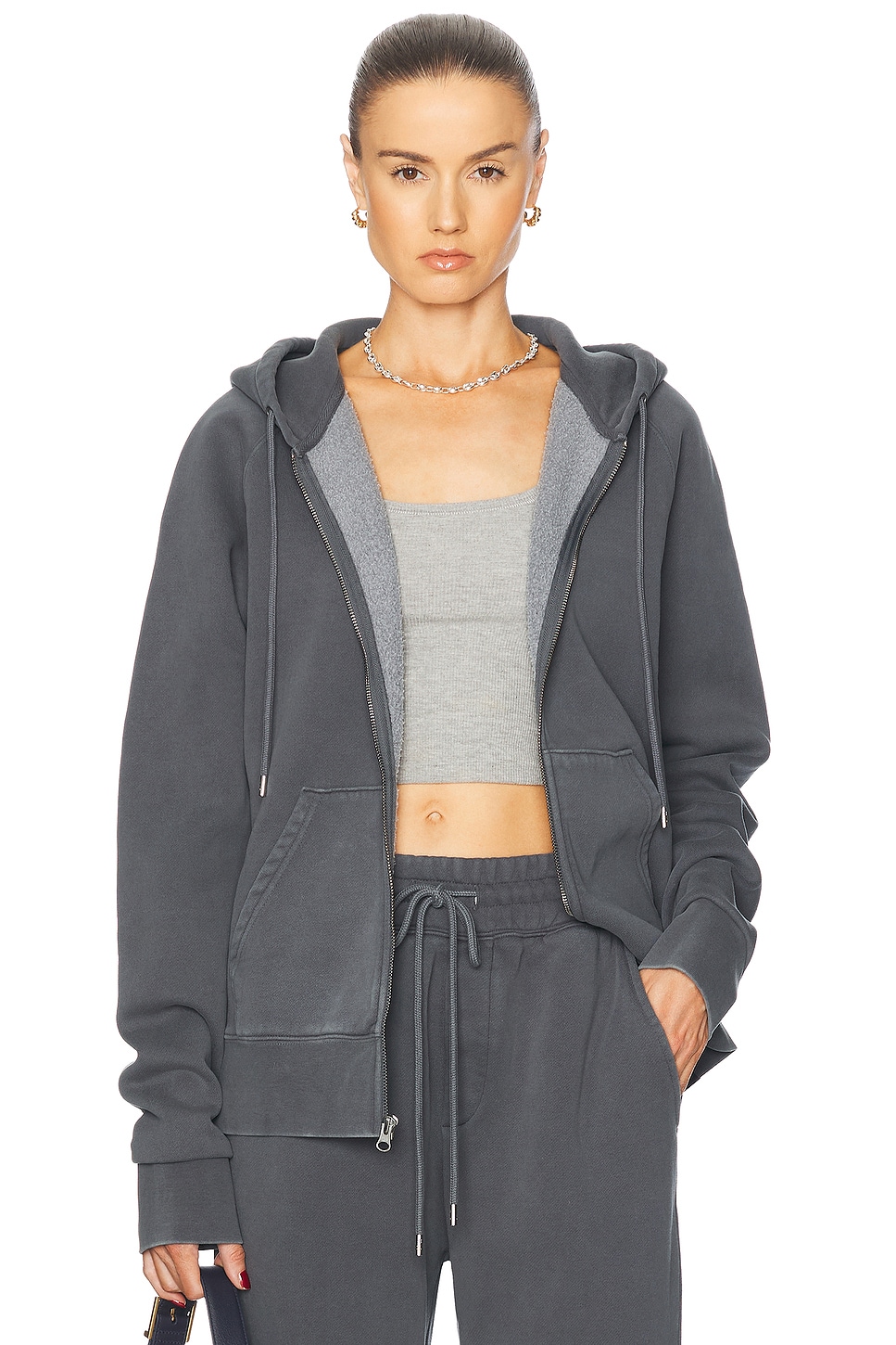 Image 1 of WAO The Zip Hoodie in Washed Charcoal