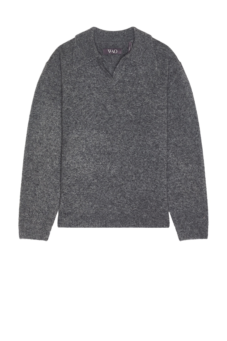 Image 1 of WAO Long Sleeve Sweater Polo in Grey