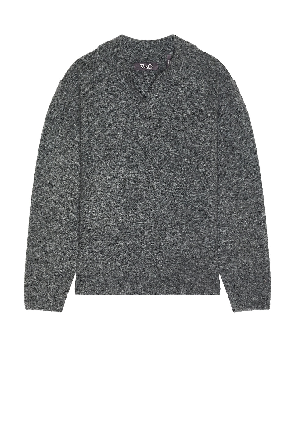 Long Sleeve Sweater Polo in Grey