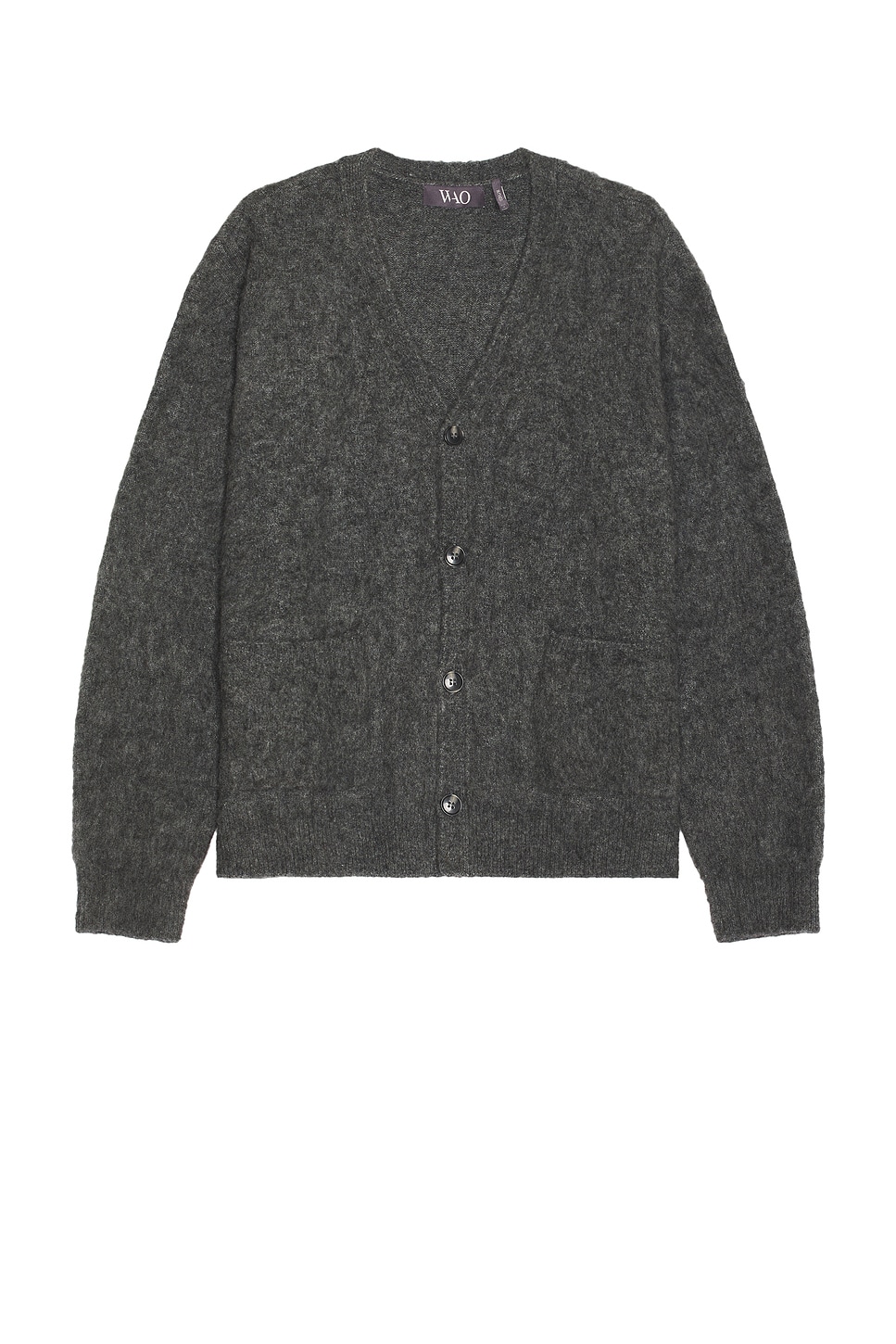 Image 1 of WAO Solid Brushed Cardigan in Charcoal