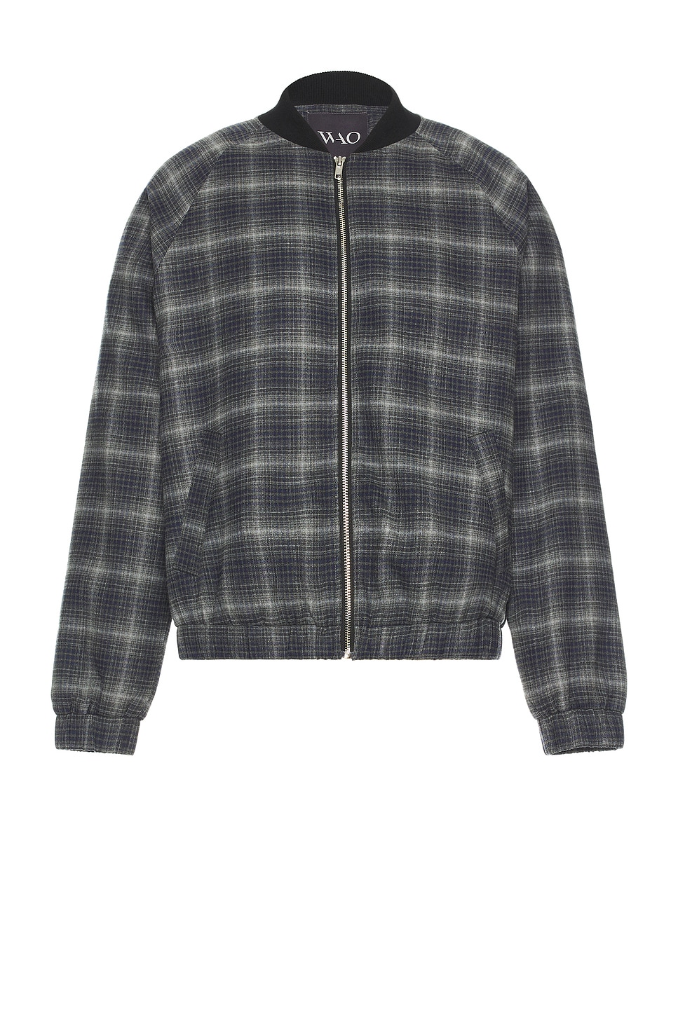 Image 1 of WAO Plaid Bomber Jacket in grey & black