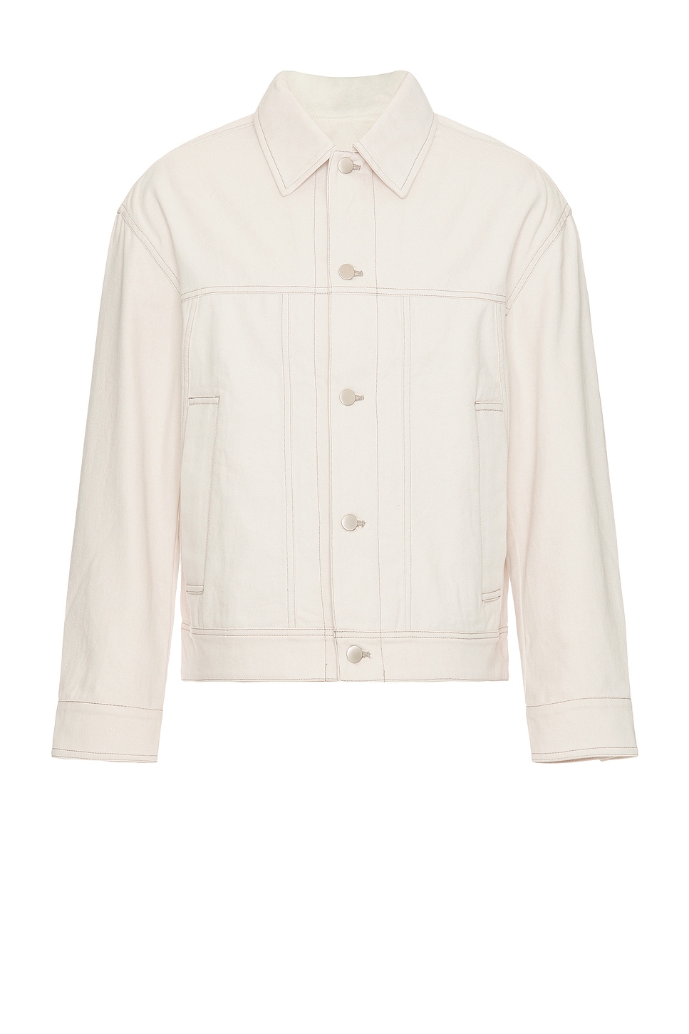 Image 1 of WAO Cotton Twill Trucker Jacket in Ivory