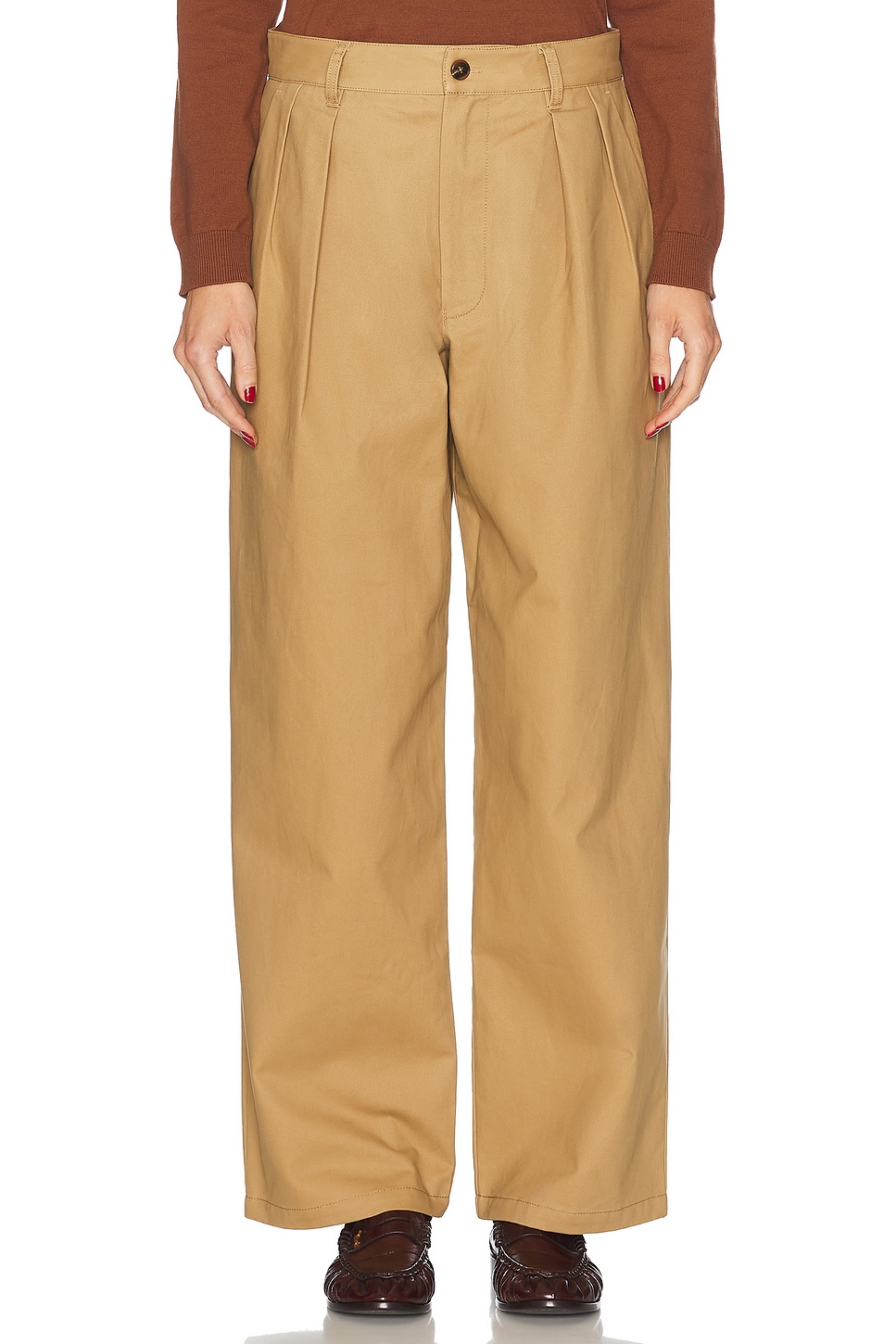 Image 1 of WAO Wide Leg Pleated Trouser in Brown