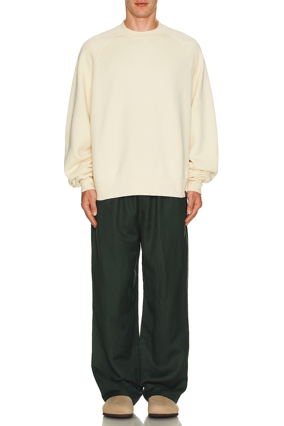Image 1 of WAO Relaxed Linen Pants in Forest Green