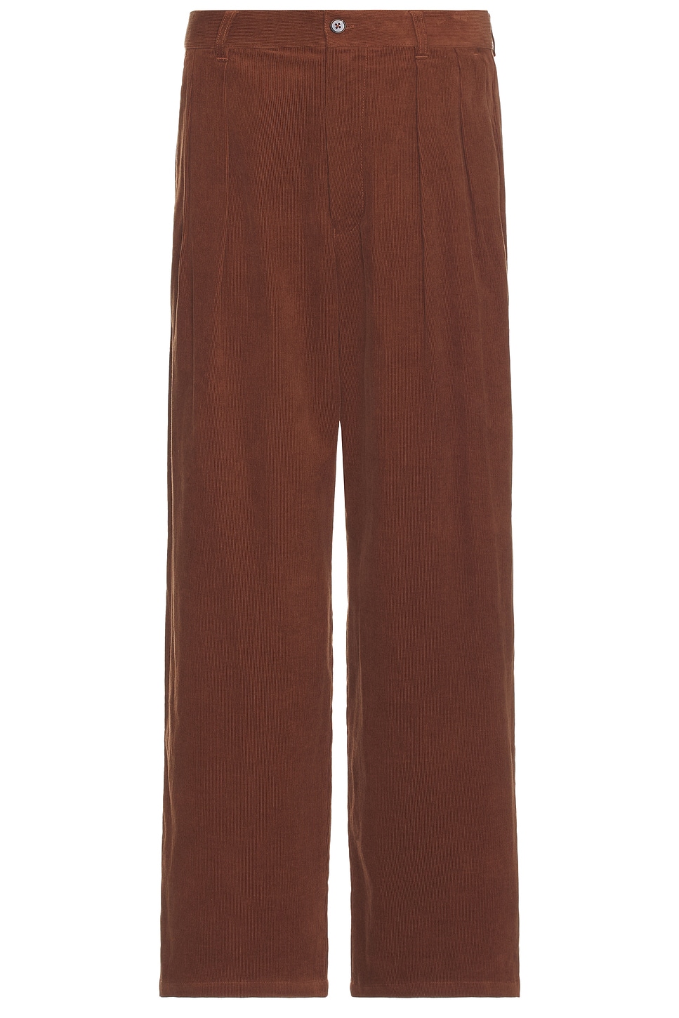 Wide Leg Pleated Corduroy Pant in Brown