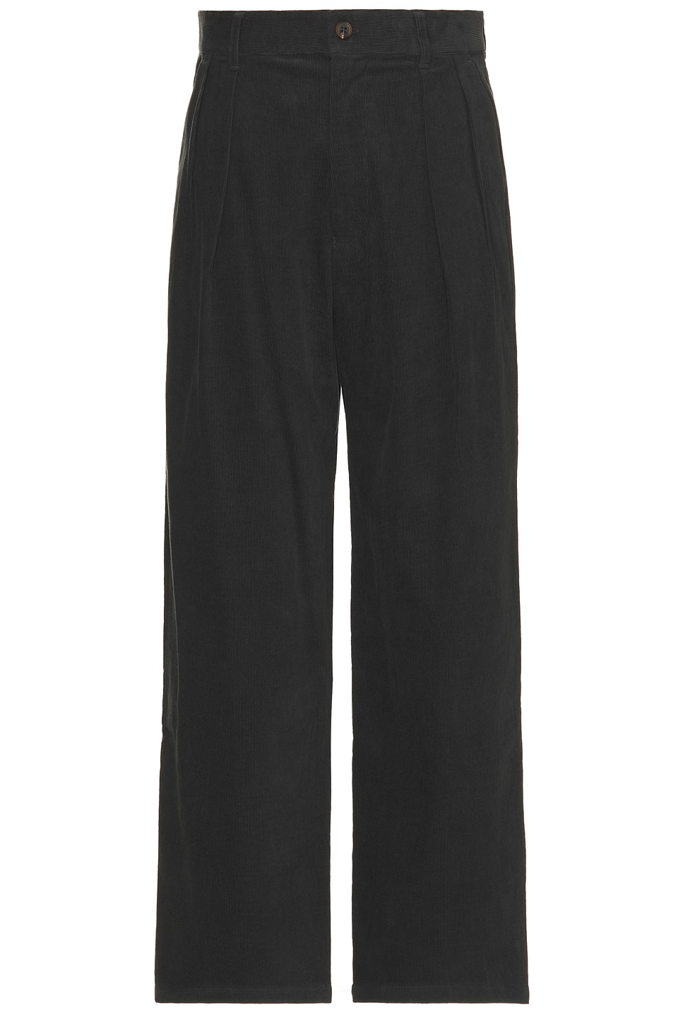 Wide Leg Pleated Corduroy Pant in Charcoal