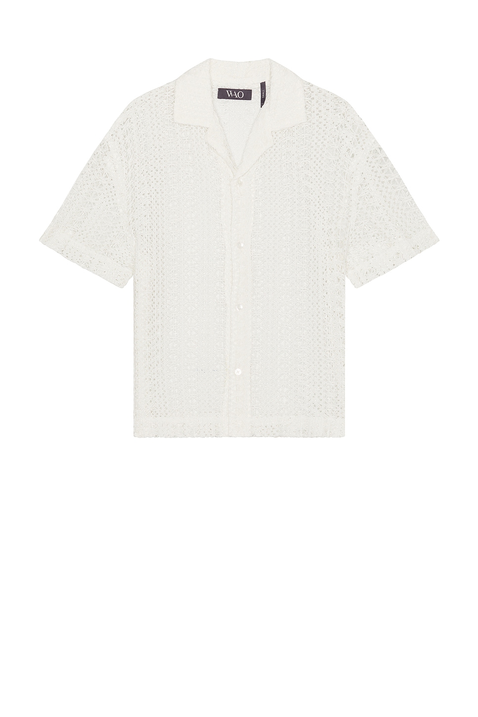 Image 1 of WAO Crochet Lace Camp Shirt in Ivory