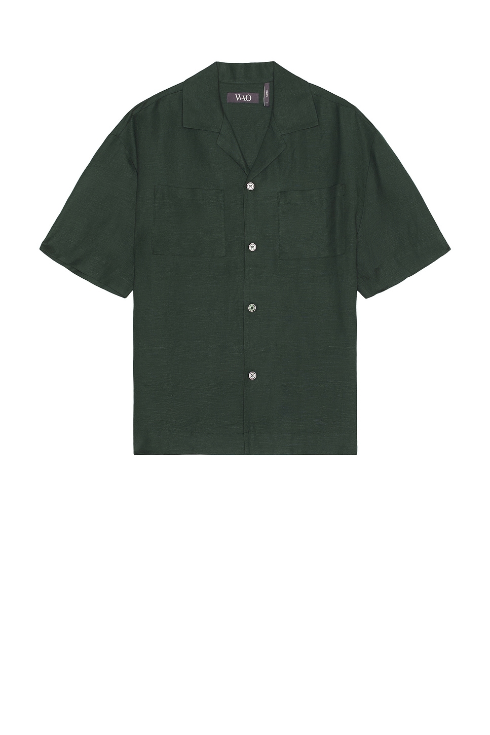 Image 1 of WAO Boxy Linen Shirt in Forest Green