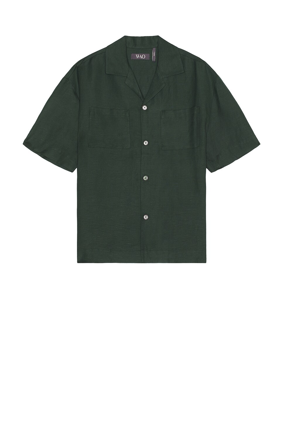 Shop Wao Boxy Linen Shirt In Forest Green