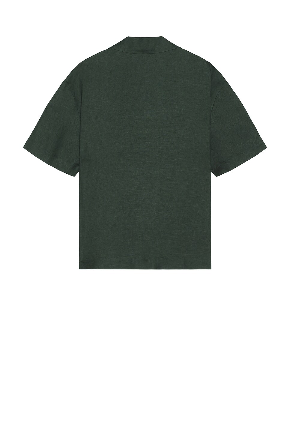 Shop Wao Boxy Linen Shirt In Forest Green