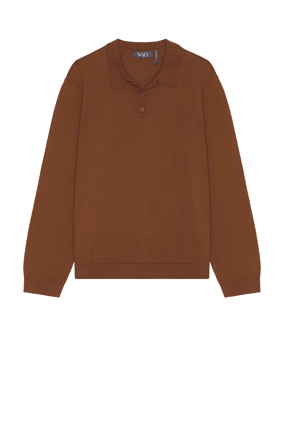Image 1 of WAO Long Sleeve Knit Polo in in Cocoa