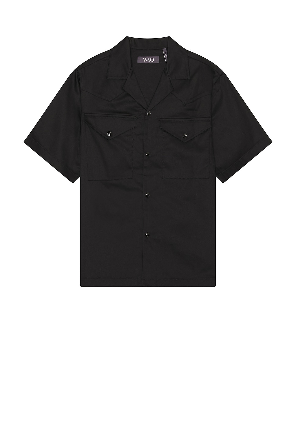 Satin Western Short Sleeve Shirt in Black