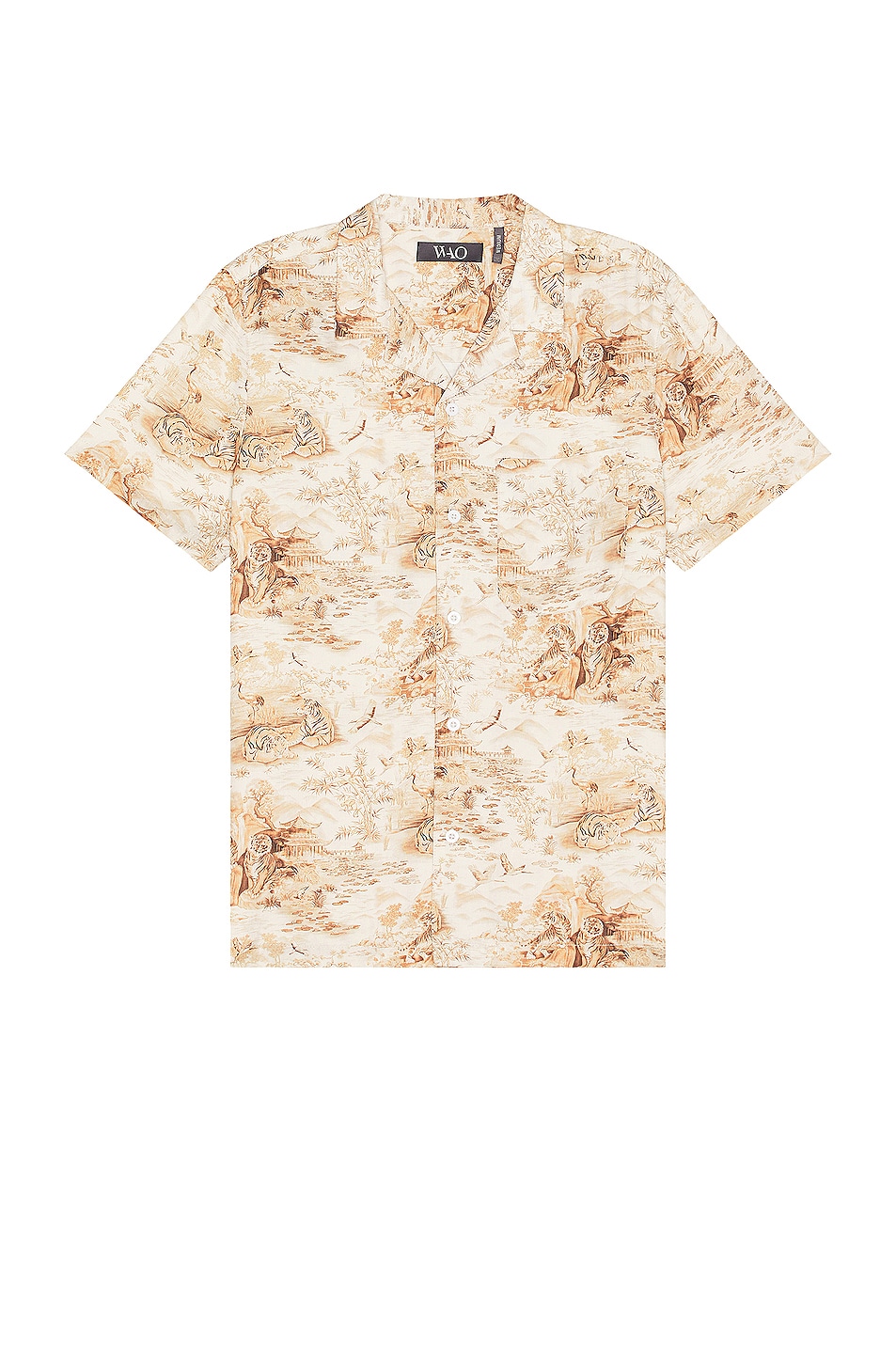 Image 1 of WAO The Camp Shirt in Taupe Tiger Scene