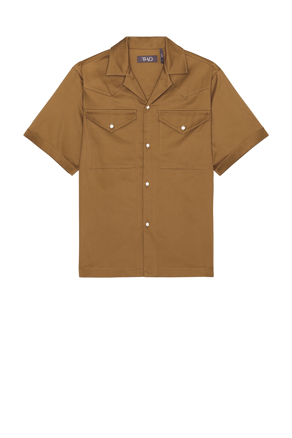 Image 1 of WAO Satin Western Short Sleeve Shirt in Olive