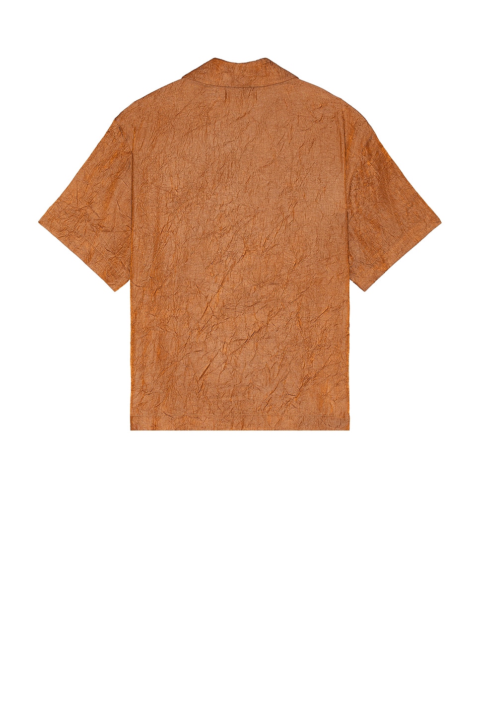 Shop Wao Crinkled Short Sleeve Shirt In Brown