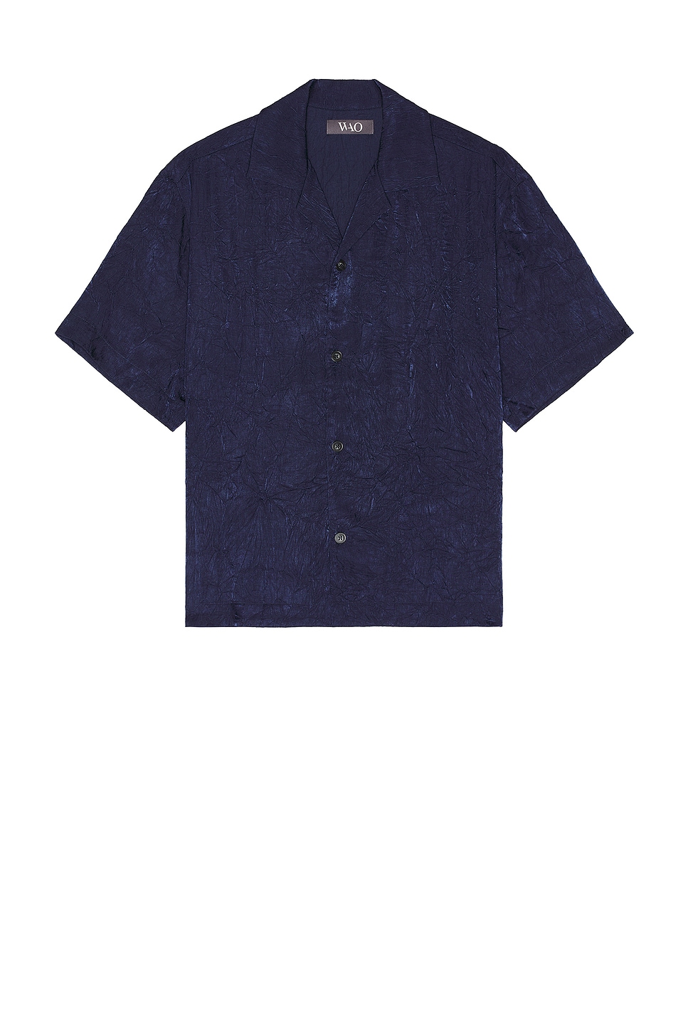 Image 1 of WAO Crinkled Short Sleeve Shirt in Navy