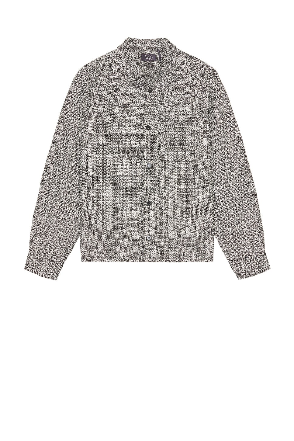 Image 1 of WAO Boucle Tweed Shirt Jacket in black & white