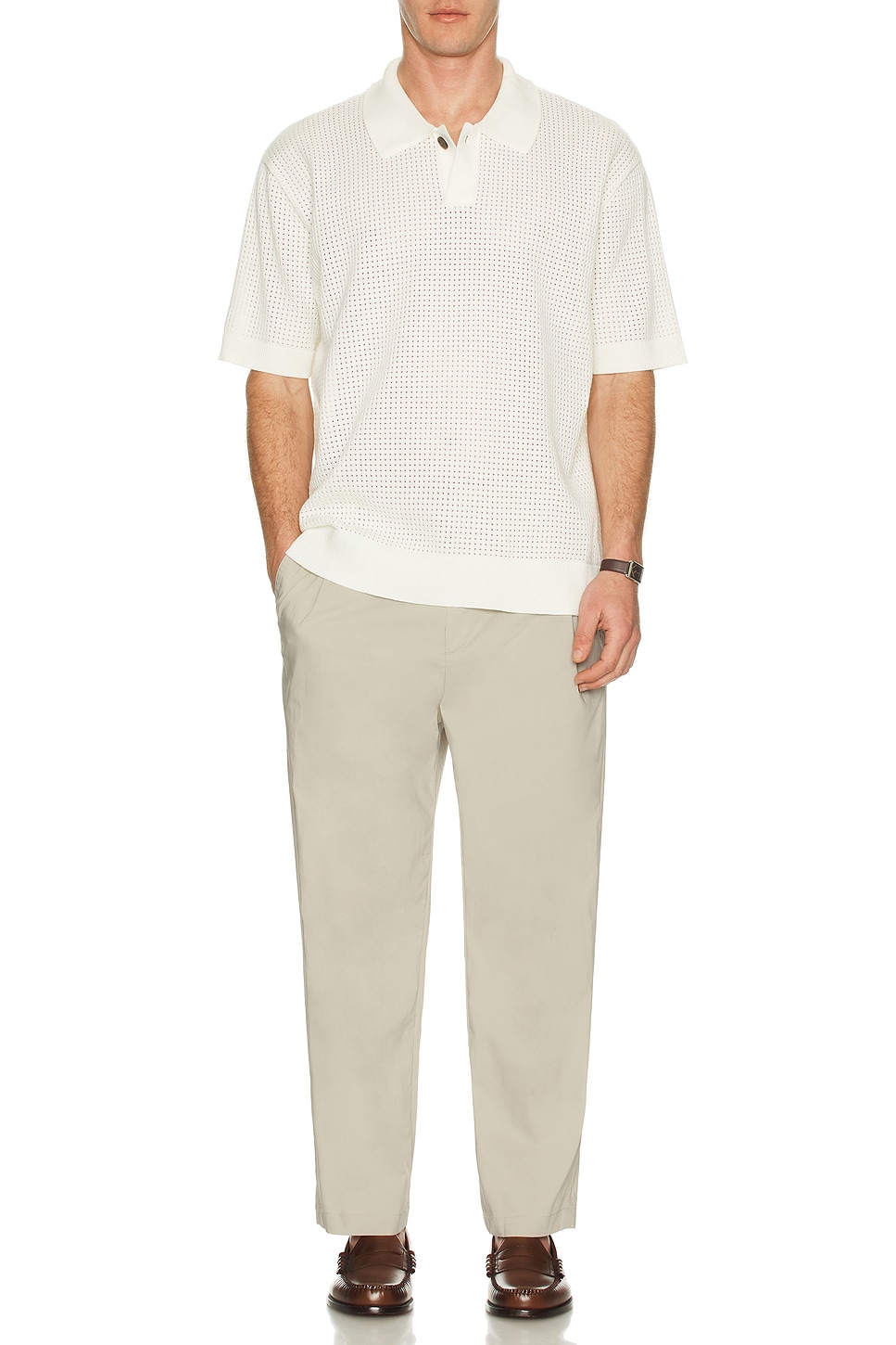 Relaxed Open Knit Polo - Thumbnail 1