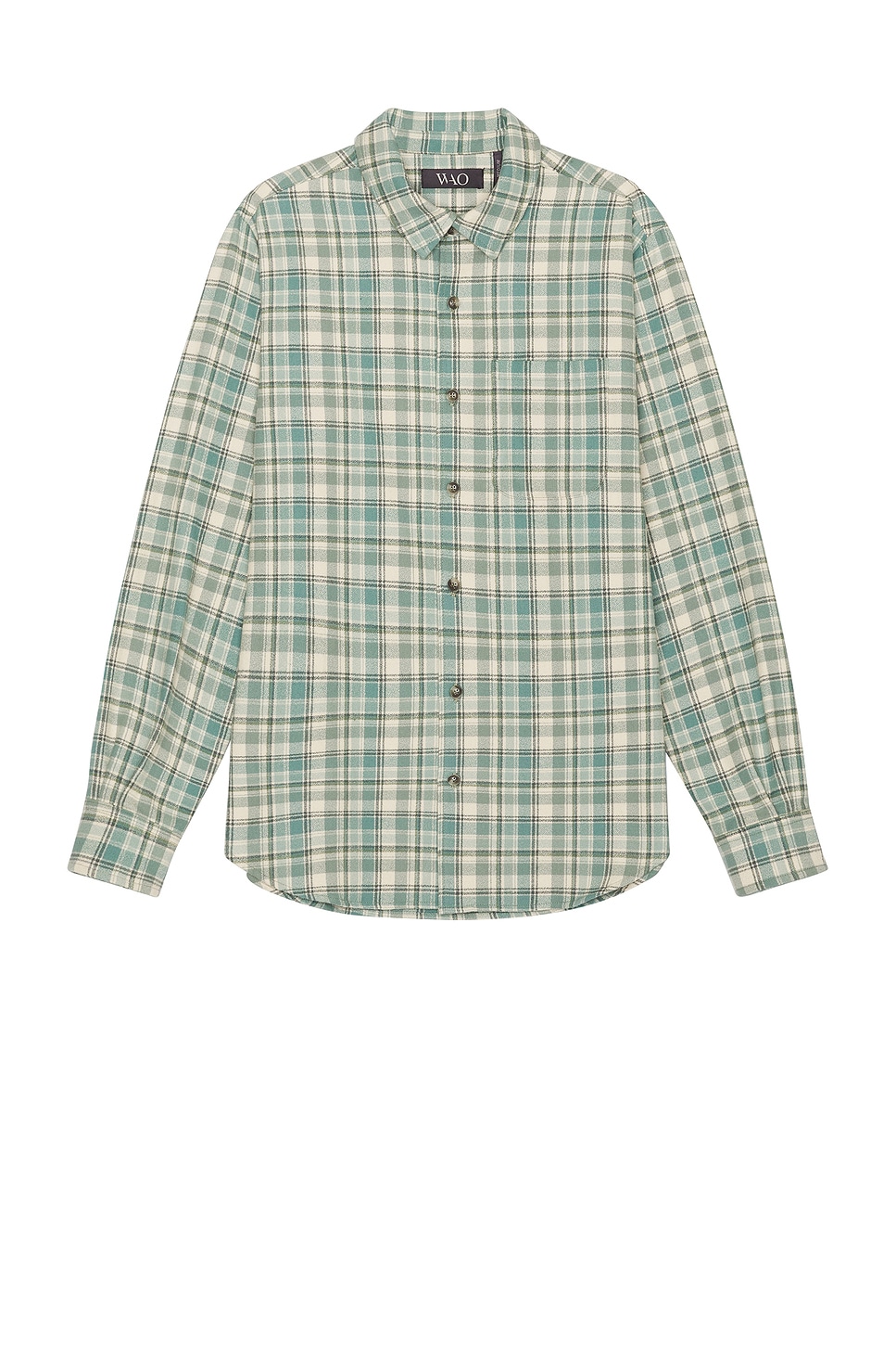 Image 1 of WAO The Heavyweight Flannel Shirt in blue & cream