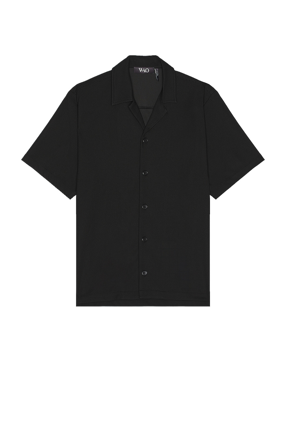 Image 1 of WAO Ribbed Knit Camp Shirt in black
