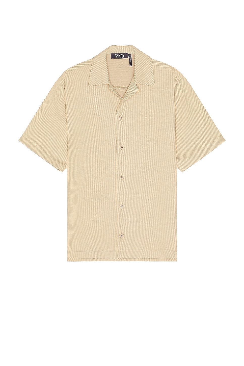 Image 1 of WAO Ribbed Knit Camp Shirt in tan